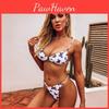 Oversize Women Bikini Split Triangle Suit Set Tie Side Gstring Thong Swimsuit Beach Butterfly Print