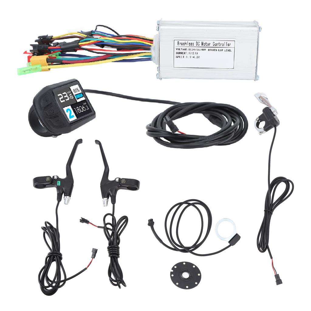 E-Bike Umbausatz 17A Motorcontroller LCD-Display Bremshebel Daumengasgriff für Elektrofahrzeuge