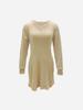 Elegant French V-neck A-line Textured Autumn Dress - Women's Long Sleeve Solid Color