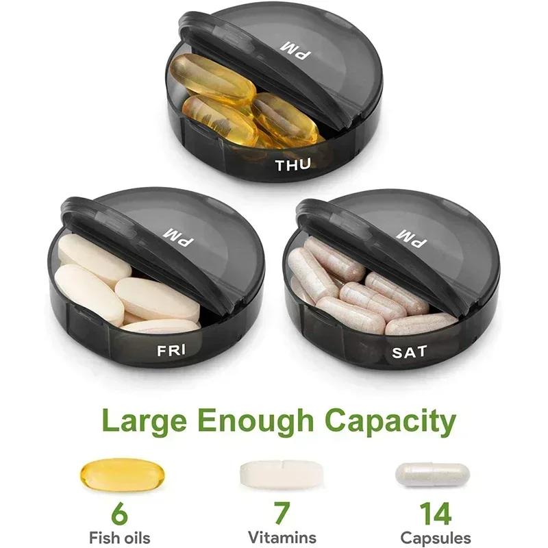 Weekly 7 Days Pill Medicine Box Holder Organizer Weekly 7 Day 14 Slots Pill Storage Box for Medications Supplements Vitamins