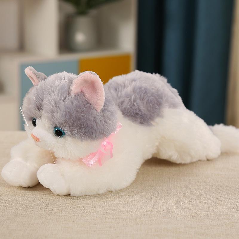 Realistic Meowing Musical Cat Plush Toy - Lying Kitten Doll Birthday Gift