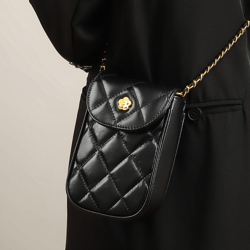 Ny Allsidig Crossbody High-end Lett Luksus Kjede Mobiltelefon Mini Veske Ekte Skinn Dameveske