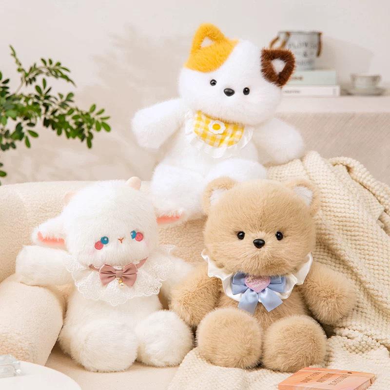 Running Bear Plush Calico Cat Doll – Stuffed Toy, Sleep Hug, Birthday Gift for Girls