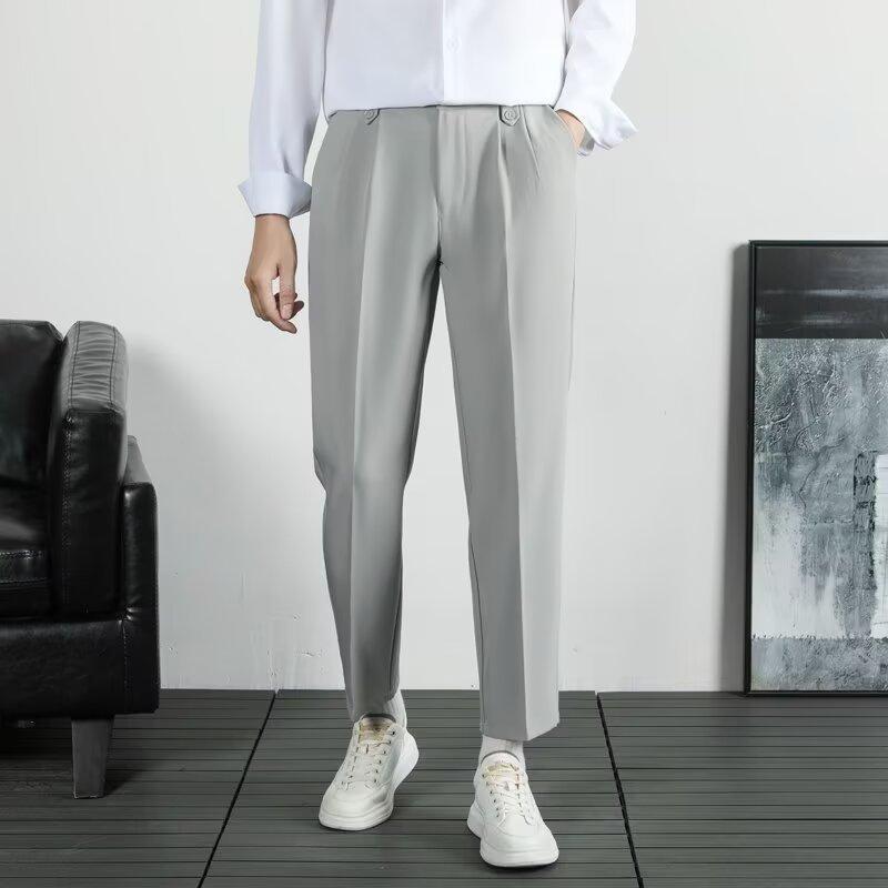 New nine-point straight trousers loose men's high-end non-ironing summer thin suit pants casual pants men