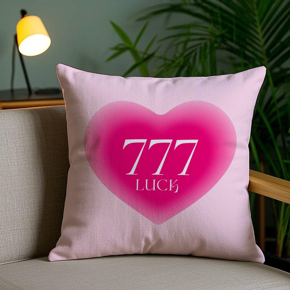 

Fashion Pink Number Iucky 7 Pillow Case Anti-dustmite Pillowcase Invisible zipper silky short plush Sofa cushion cover 12x12Inch