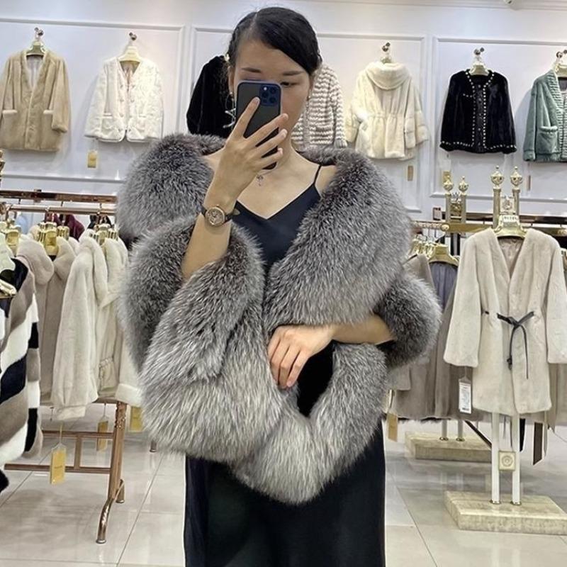 Imitation Mink Fox Fur Shawl Short Coat Women's Cheongsam Show Wedding Party Cape Warm Winter Wear