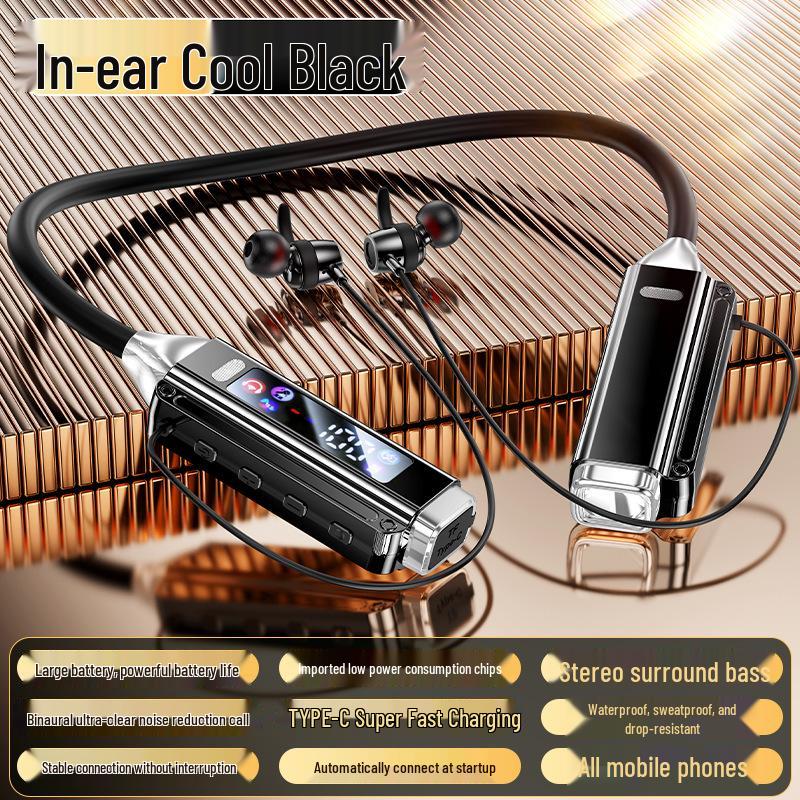 2026 Wireless Neckband Earphones: Heavy Bass, Long Standby, Bluetooth, Remote-Controlled Neck-Hanging Air Conditioner for Sports.