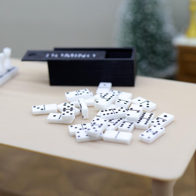 1 Set 1:12 Dollhouse Accessories Miniature Domino Model Building Learning Educational Toy Dot Dominoes Board Game