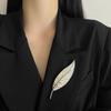 French Style Long Leaf Pin Corsage Ornament Metal Glossy Brooch  Western-style Clothes