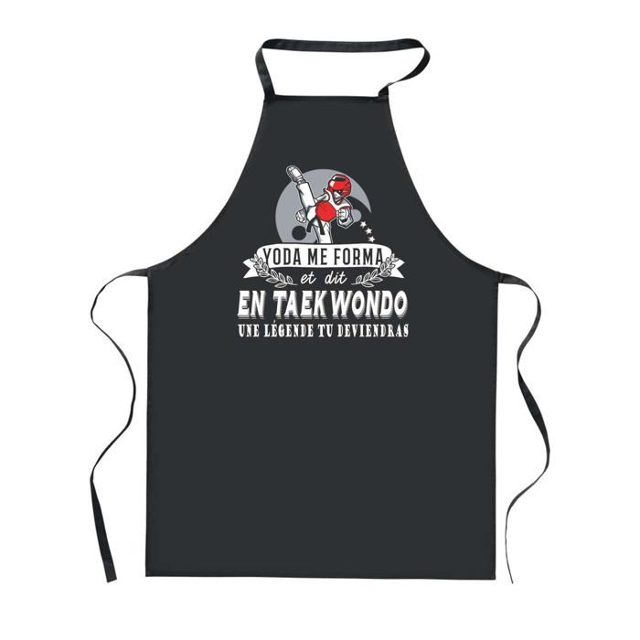 Tablier de cuisine - PLANETEE - Taekwondo Légende Humour - Noir - 90x60 cm - Tissu robuste