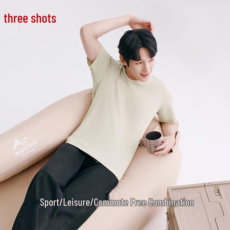 Sankiang Men's Pure Cotton Round Neck Short Sleeve T-Shirt