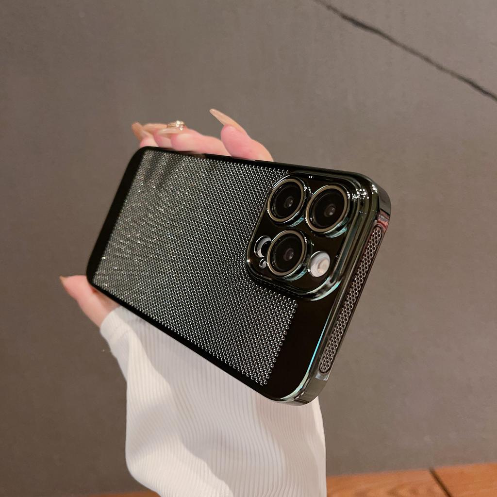 Applicable to Apple 17promax phone case ultra-thin electroplating breathable heat dissipation Apple 16 all-inclusive lens protective mesh case