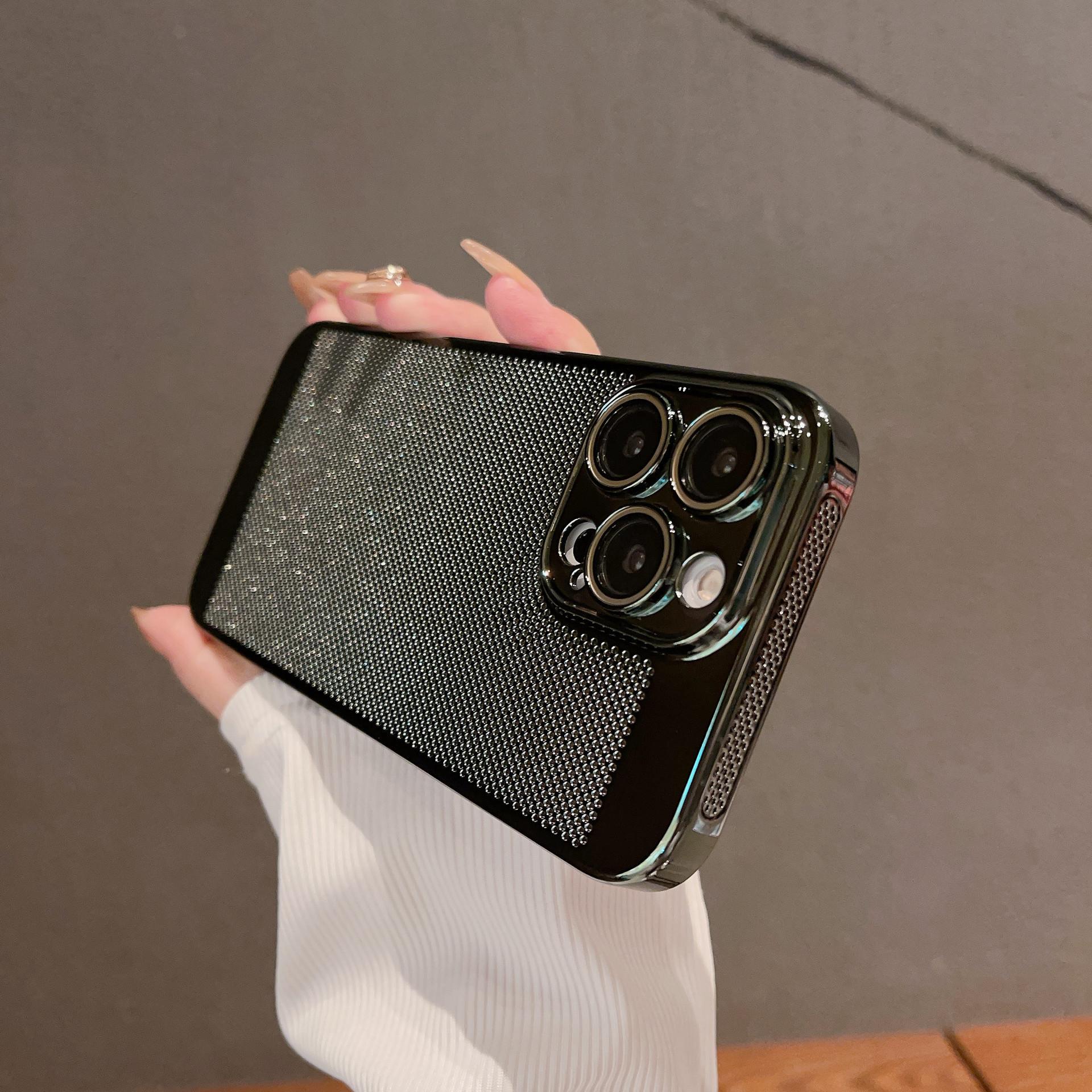 

Applicable to Apple 17promax phone case ultra-thin electroplating breathable heat dissipation Apple 16 all-inclusive lens protective mesh case IPhoneXsmax зелений