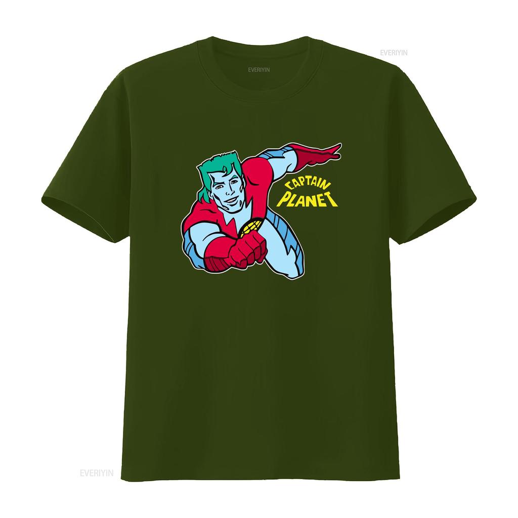 Captain Planet T Shirt Vintage Washed Graphic Versatile Top For Everyday Wear Stretched Streetwear Homme Stylish Casual