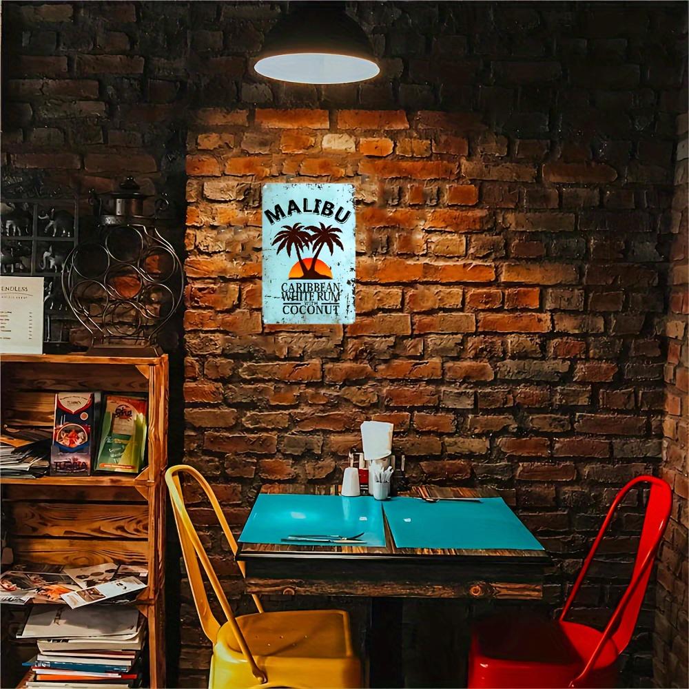 Vintage Malibu Coconut Rum Metallschild - Retro Wandkunst für Zuhause, Bar, Café, für Man Cave, Partydeko - 29.97cm x 19.99cm Tropisch
