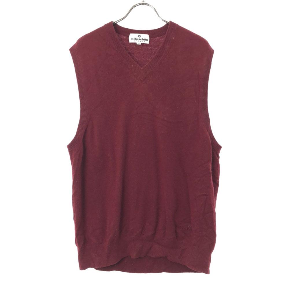mila schon Cashmere 100% V neck Knit vest M Red series Men's Used