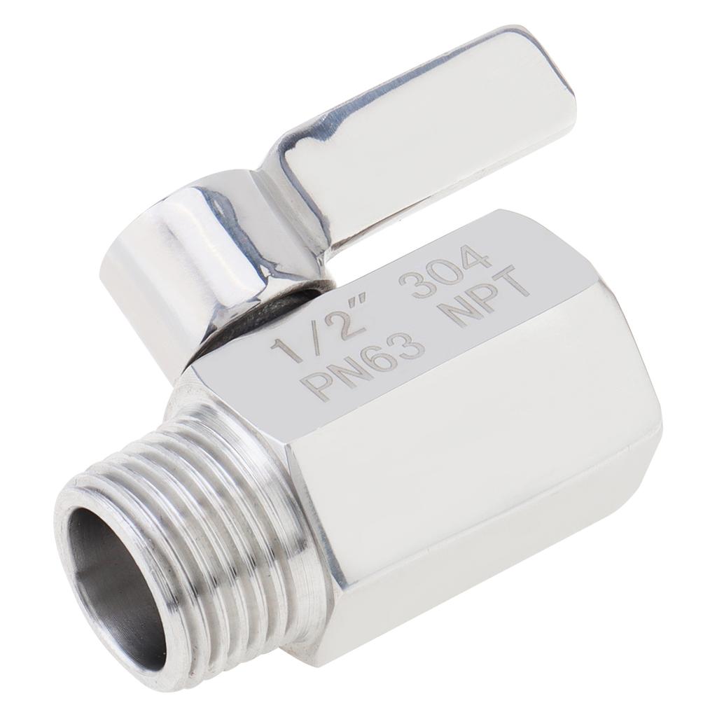 1/2 Inch Female X Male NPT Thread 304 Stainless Steel Mini Ball Valve Shut-off Valve Shower Head Flow Control Valve for Pipe / Bathroom