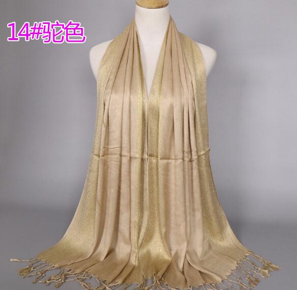 Brand de Lux Eșarfă Musulmană Aurie cu Sclipici Hijaburi Eșarfă de Cap Arabă din Orientul Mijlociu Batic Islamic din bumbac Bandană