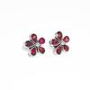 Garnet Flower Stud Earrings: 925 Sterling Silver Dainty Studs