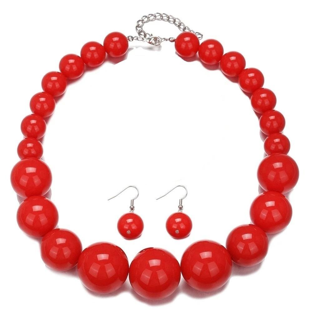 3 pcs/set Exaggerated Jewelry Set Gradient Size Drop Earrings Necklace Earrings Set  Women