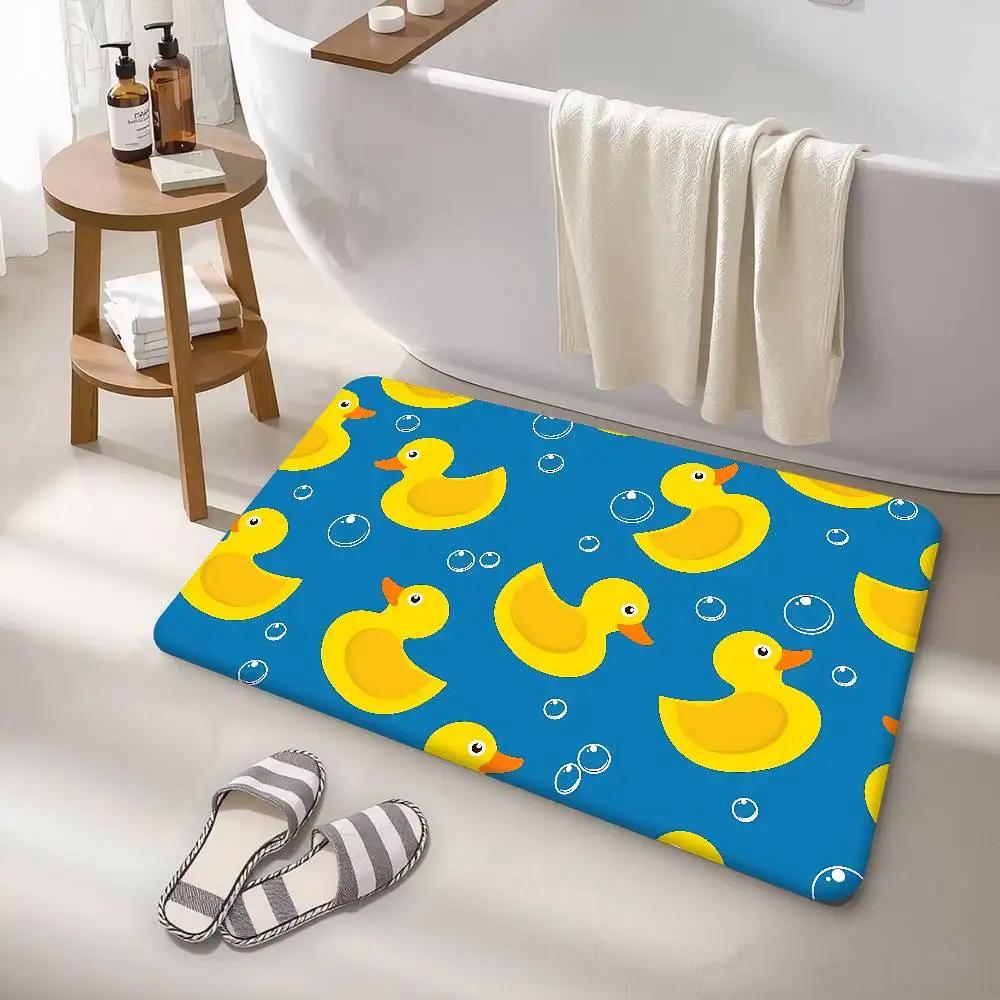 Yellow Duck Cartoon Pattern Floor Carpet Nordic Style Home Doormat Bathroom-Toilet Mats Bedroom Bedside Mats