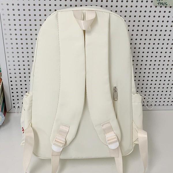 Schoolbag Girls School Bag Simple Versatile Backpack College Student Middle School Student Cute Embroidered Bow Lightweight Travel Backpack