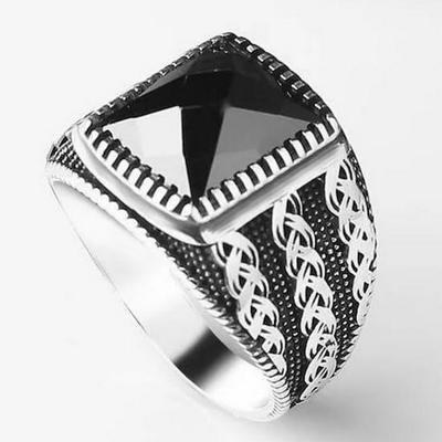 TEMU Men's Alloy Inlaid Gemstone Engagement Ring