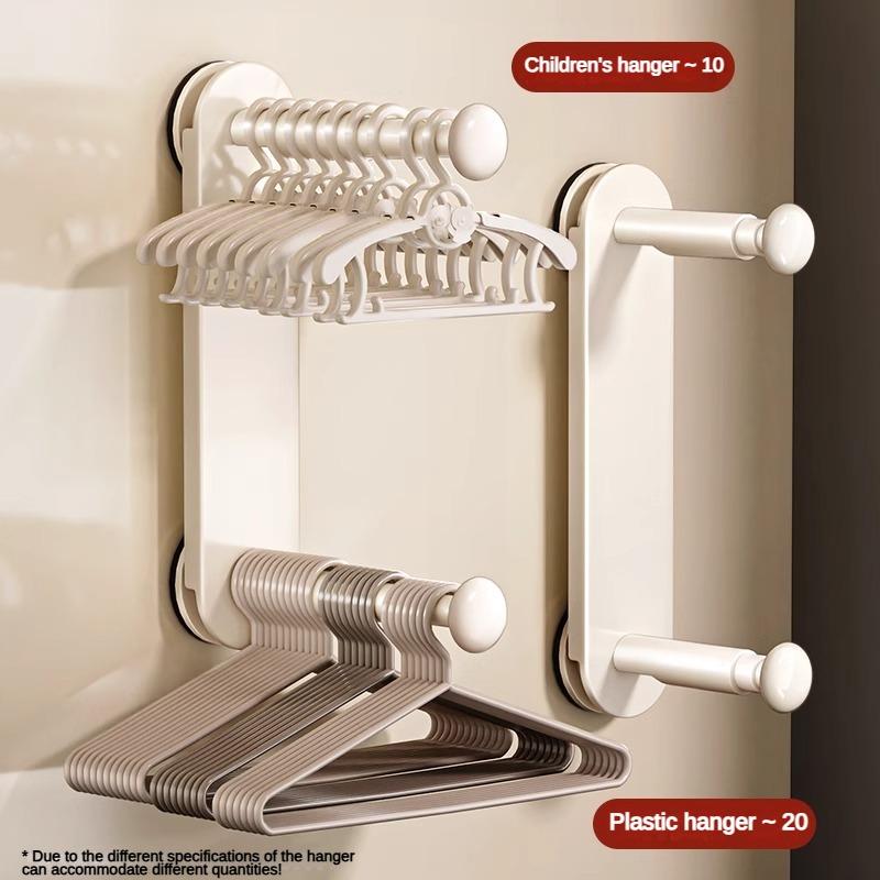 Double-ended hanger storage rack Suitable for wardrobe & balcony Possesses two poles Various types of hangers can be placed