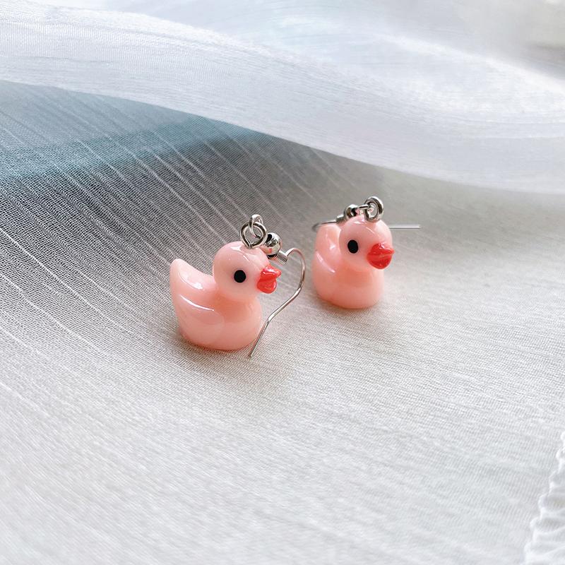 Cute Simple Funny Small Drop Earrings For Women Girls Children Animal Duck Frog Mushroom Cloud Shape Resin Dangle Zircon Gift