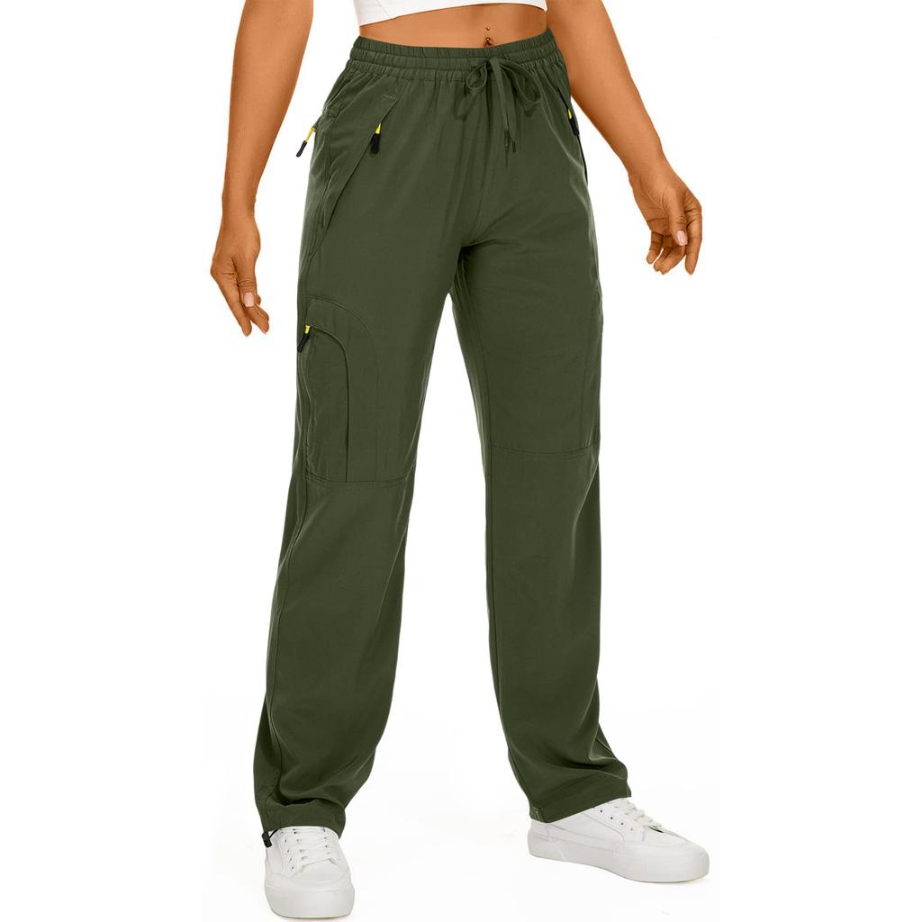 Women's Hiking Pants Waterproof Sweatpant Elastic Waist Zipper Multi-Pocket Casual Sports Trouser