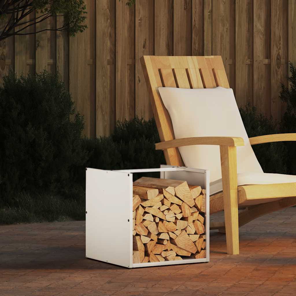 Firewood Rack White 40 x 40 x 40 cm Cold Rolled Steel