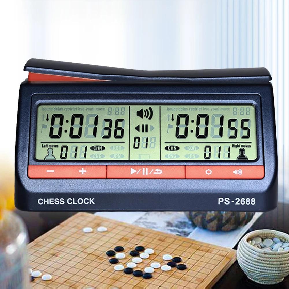 Board Game Clock USB Charging Chess Clock Hour Meter Stopwatch with Delayed Countdown Function for International Chess