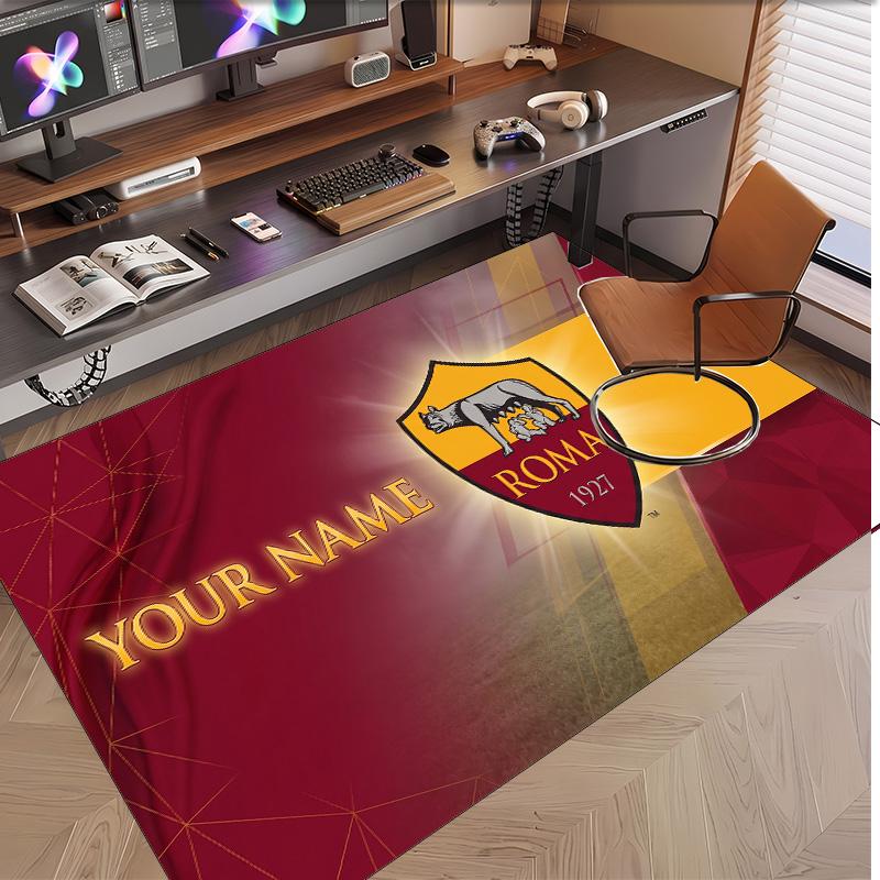 Personalized Crystal Velvet Carpet AS Roma FC Pattern Non Slip Floor Rug