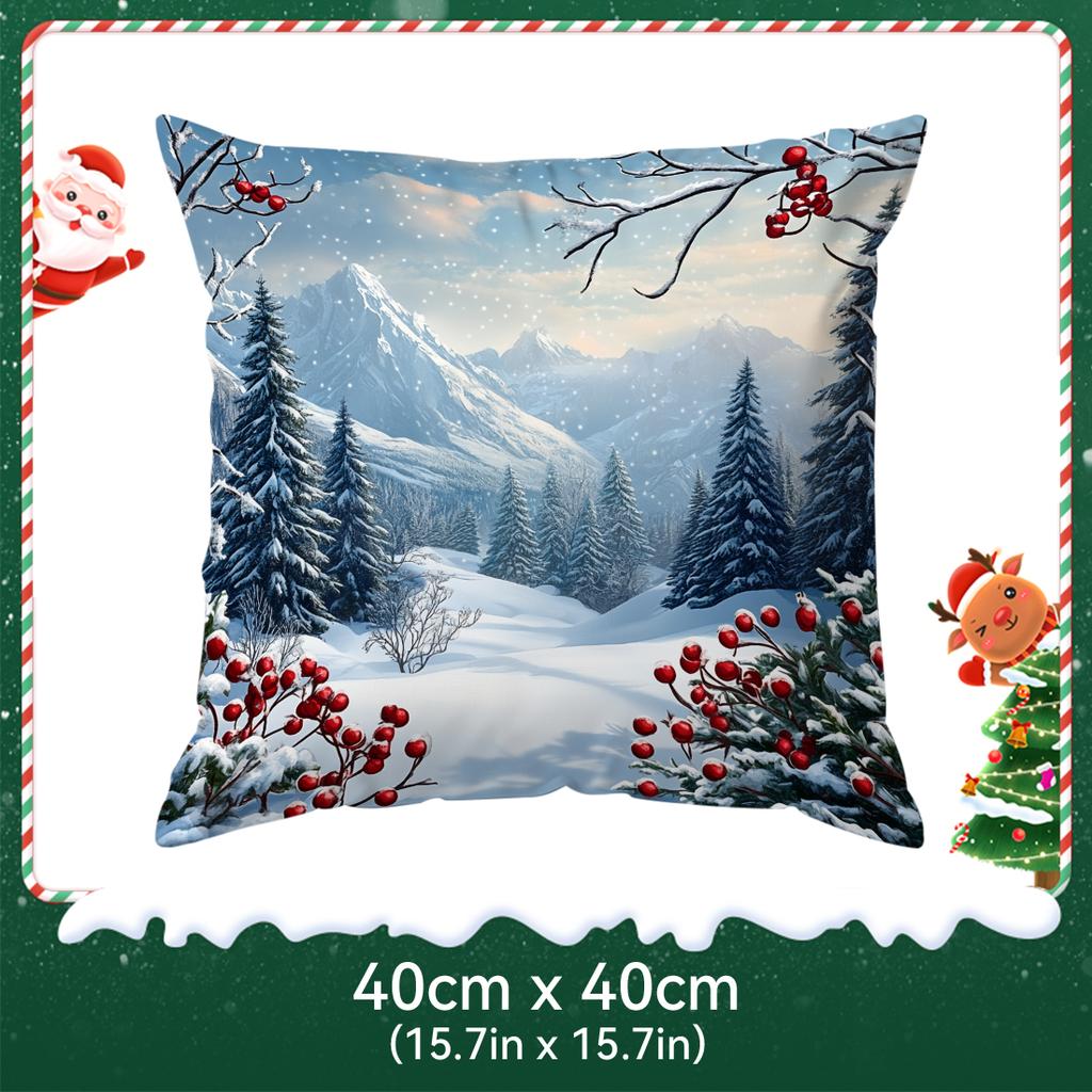 Winter Snow Scenery Pillowcase Printed Polyester 40/45/50Cm Throw Pillowcover Decorative Sofa Cushion Pillowslip Home Decor