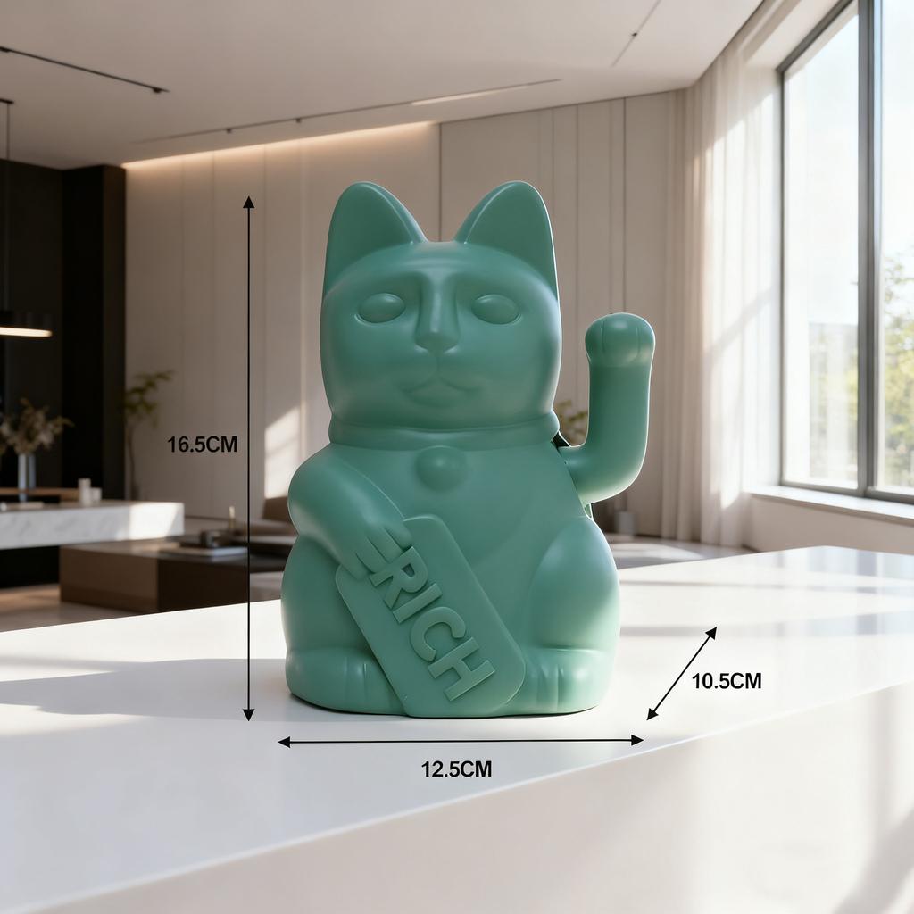 Maneki Neko Kot Szczęścia Statuetka Machająca Fortuną Przywołujący Kot z Monetą Japoński Talizman Szczęścia do Domu Biura Dekoracja Żywiczna Prezent
