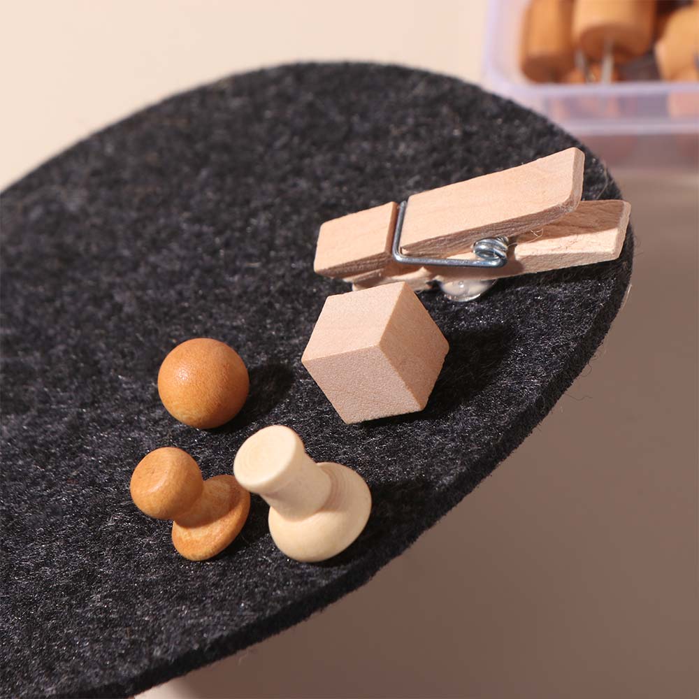 114Pcs Decorative Wood Push Pins Various Style Wooden Drawing Thumb Tacks with Storage Box Fixing Photos Cork Board Thumbtack