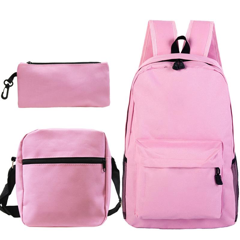 Backpack set, heat transfer student schoolbag, Oxford cloth backpack + shoulder bag + pencil case three-piece set