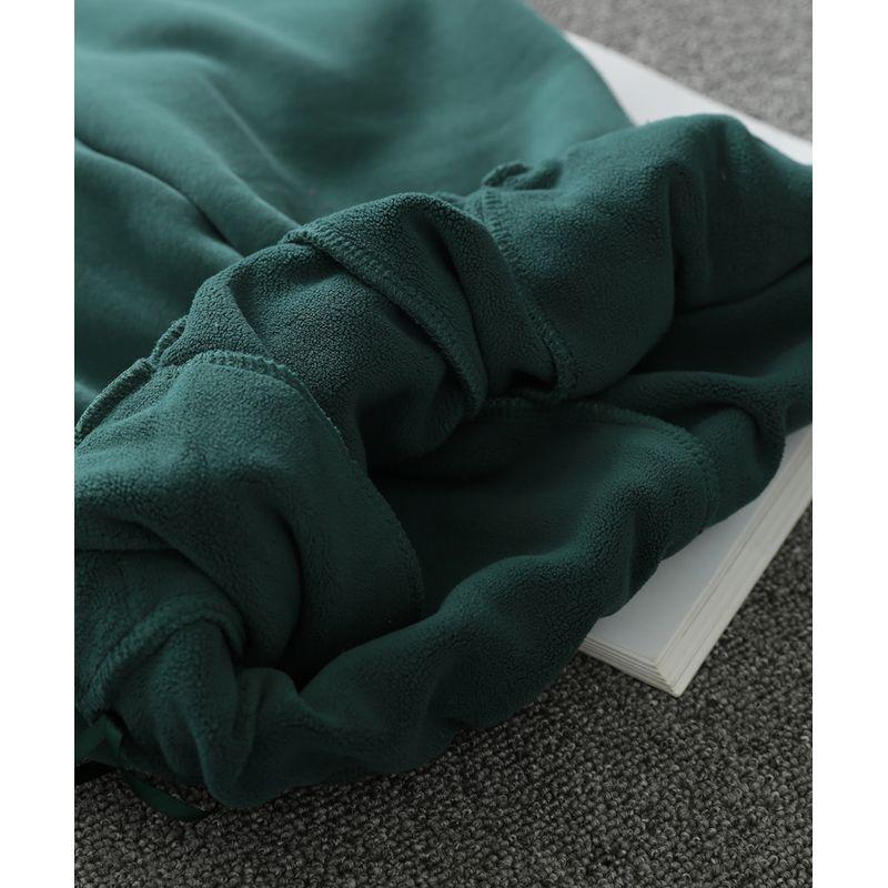 Retro Dark Green Winter Fleece-Lined Casual Slimming Sweatpants