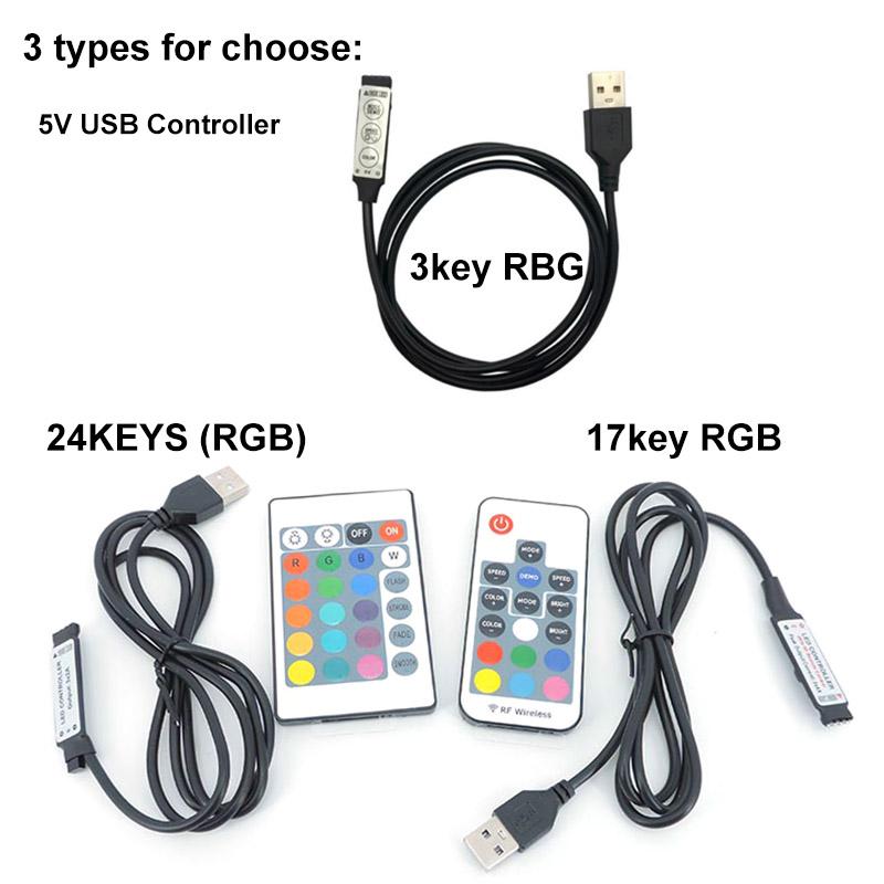 USB port 5V mini 3key mini  17key 24key 4Pin RGB LED strip light RF Controller Control Dimmer for 5050 3528 2835 Strip Lights