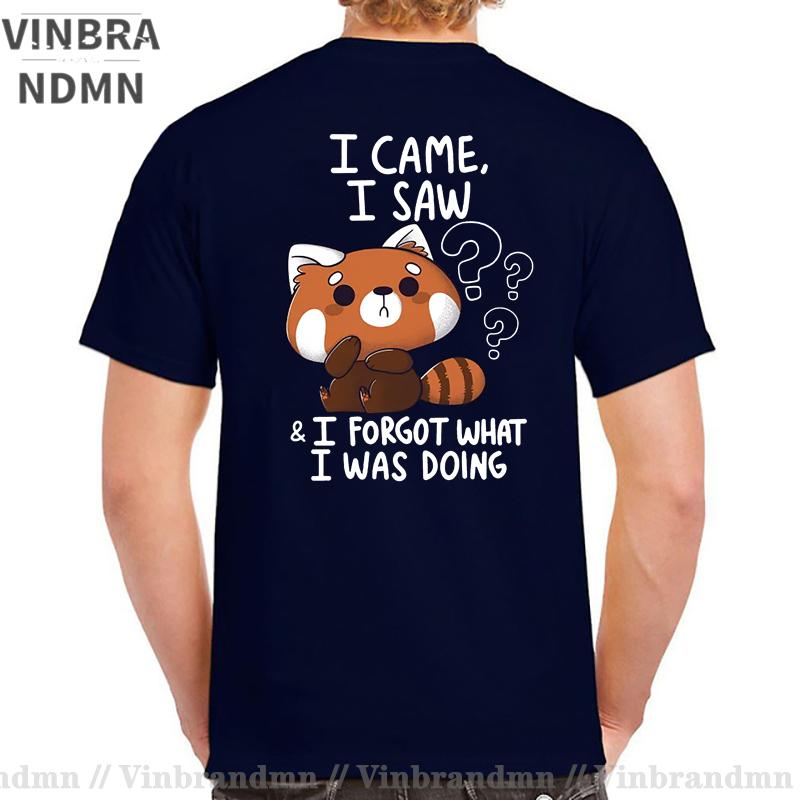 Funny Red Panda T Shirts Humor Cartoon Raccoon I Came I Saw I Forgot What I Was Doing Tshirt Streetwear Hip Hop Harajuku Tshirt