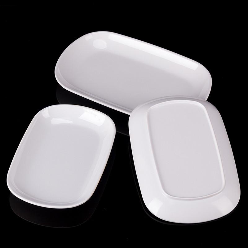 Rectangle Melamine Breakfast Plate Meal Dish Trays Imitation Porcelain Dessret Snack Dishes To Eat Kitchen Tableware 8-10 Inch