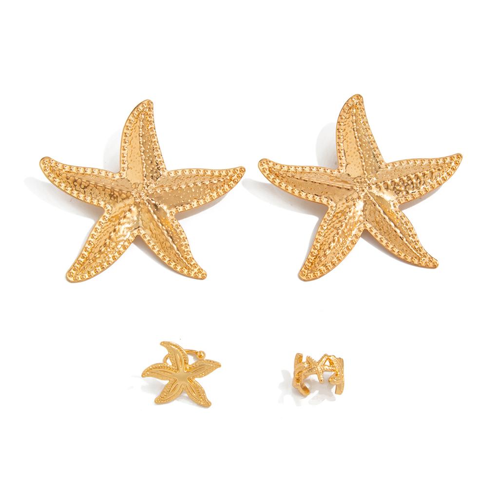Ingemark 4Pcs Bohemian Exaggerated Large Starfish Stud Earrings for Women Trendy Creative Party Beach Earring Charm Jewelry Gift