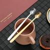 5pcs Silver/gold Coffee Stirring Spoons Long Handle Dessert Scoops Square Teaspoon  Mug