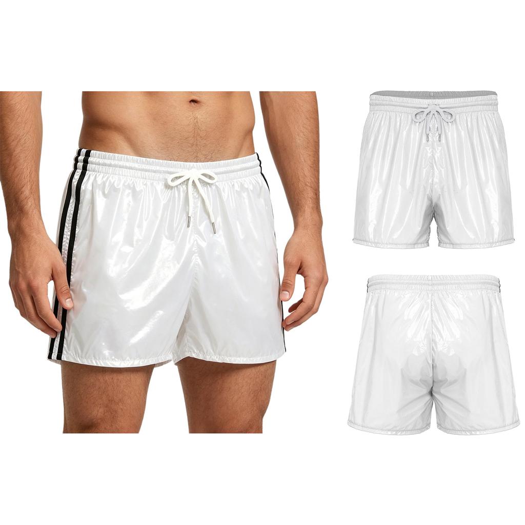 S-3XL Mens Sports Swimming Shorts Waterproof Fabric Elastic Drawstring Waistband Integrated Briefs for Workout Wrestling