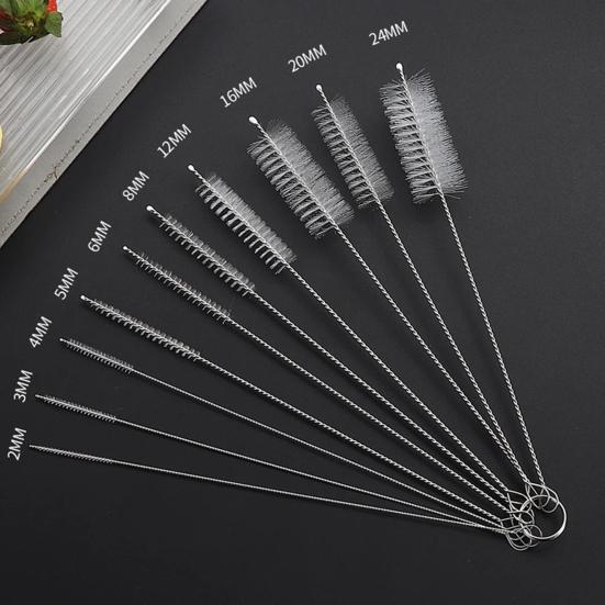 10Pcs Cleaning Brush Set Full Size Straws Narrow Gaps Deep Cleaning Brush Nylon Bristles Spiral Shaft Cleaning Tool