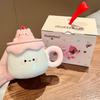Cute Pudding Mug, Super Beautiful Ceramic Cup, Office Coffee, Breakfast Cup, Birthday Gift for Girls