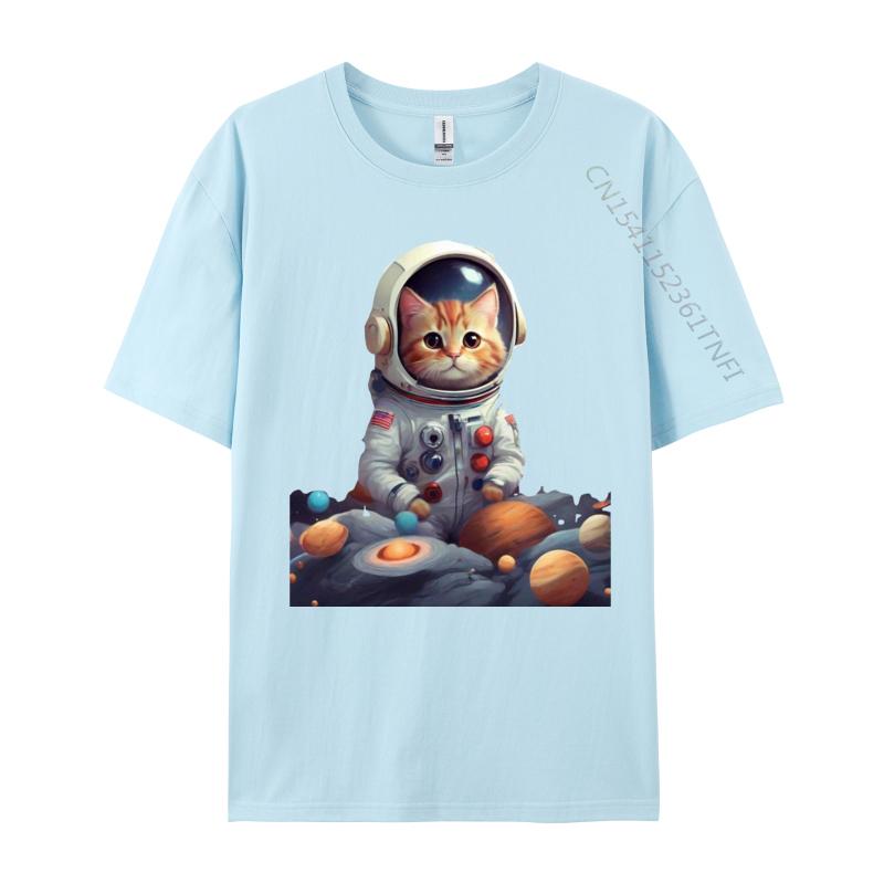 Space Cat TShirt Discount VALENTINE DAY Premium Cotton Tops Tees Tops Shirts Cat In Space Funny Shirts