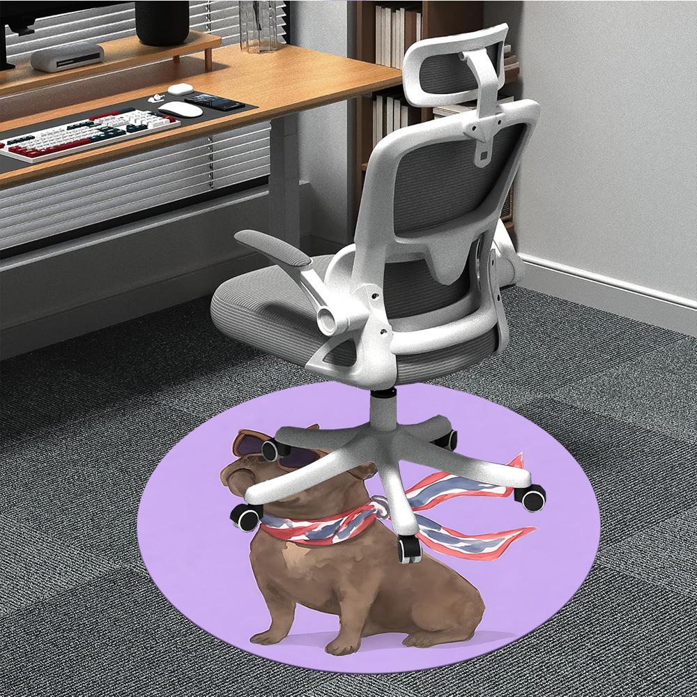 

1pc Pug, Sunglasses Office Round Rug, Non-slip, Soft and Durable Office Rug for Interior Decoration, Perfect for Office, Beautiful Decoration yy260323 80cm by 80cm