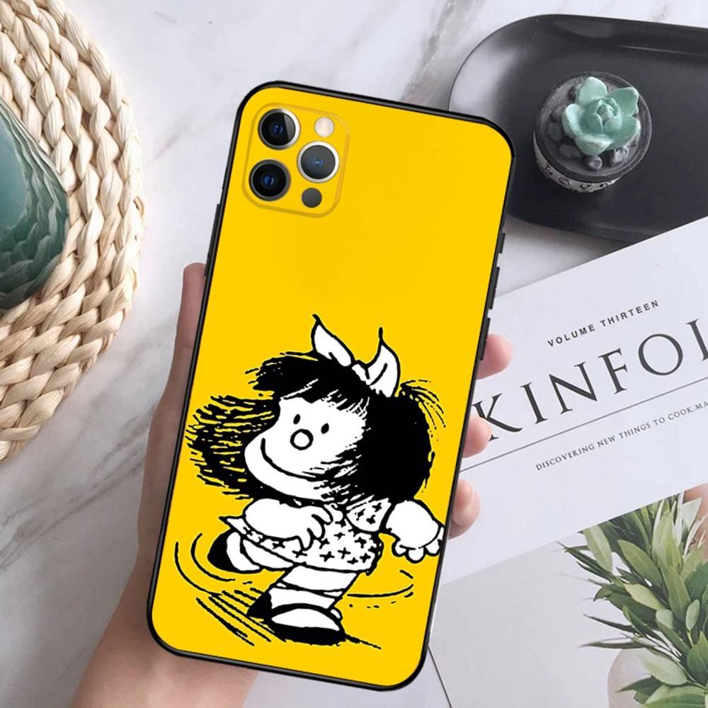 

Cute M-Mafaldas Phone Case For iPhone 17,16,15,14,13,12,Pro,Max,Plus,E,SE4,Air,Mini Black Soft Box iPhone15plus