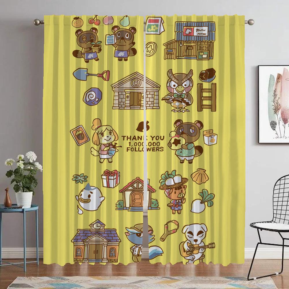 Kitchen Curtains for Living Room Curtain for Room 2 Panel Animal Crossing Shades Home Interior Curtains Halloween Decoration